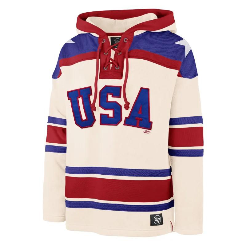 mens hoodie for evening outings-USA HOCKEY MIRACLE ON ICE '47 SUPERIOR LACER HOOD