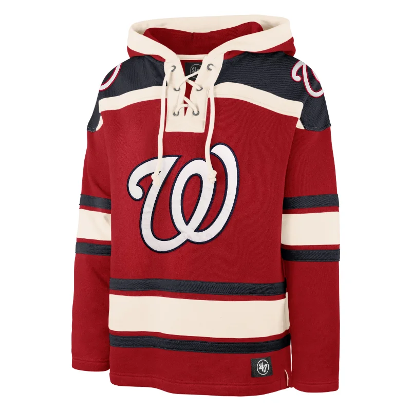 mens hoodie with light fleece lining-WASHINGTON NATIONALS SUPERIOR '47 LACER HOOD