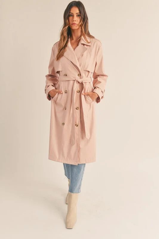 men's jackets for all-weather protection-You're Making Me Blush Faux Leather Trench Coat