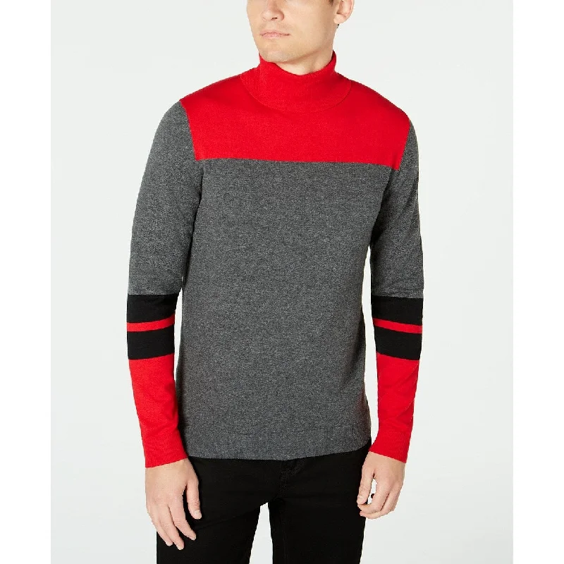 Men's medina sweater-Alfani Men's Blocked Turtleneck Sweater Wine Size Extra Large - X-Large