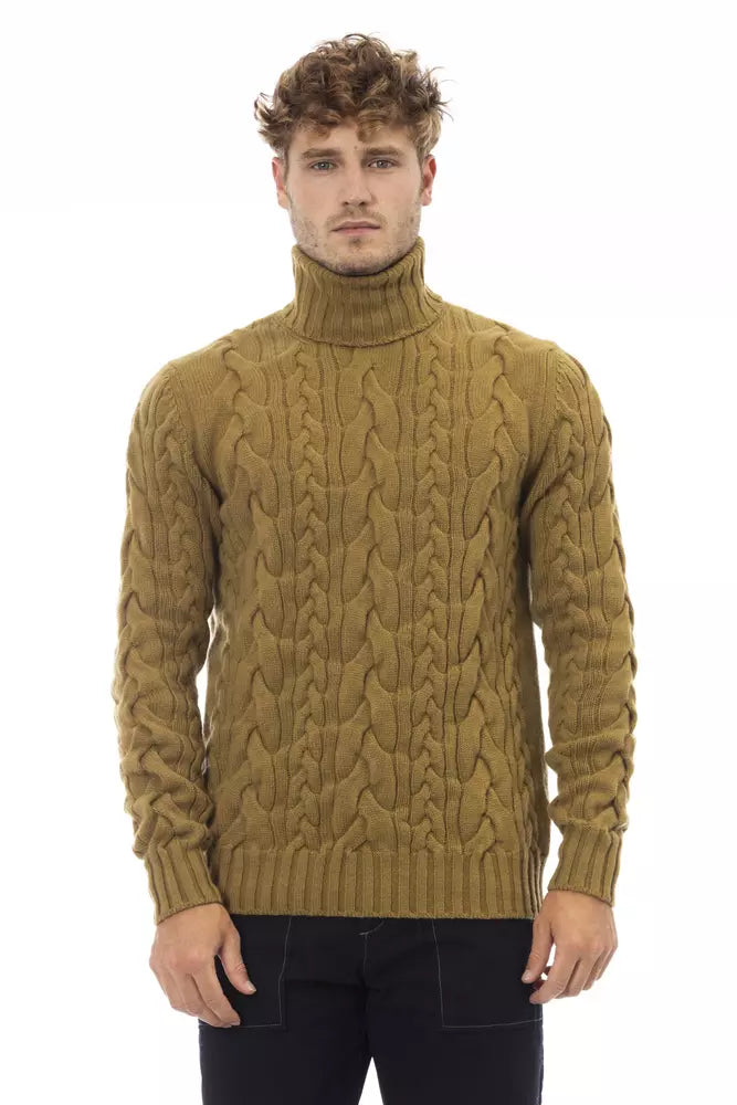 Men's cheviot sweater-Alpha Studio  Wool Men's Sweater