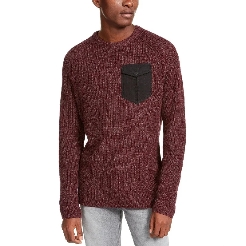 Men's hail sweater-American Rag Men's Crewneck Pocket Sweater Red Size X-Large