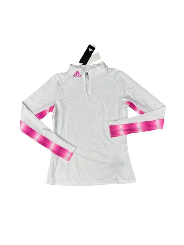 Men’s short-sleeve valley polos-Athletic Top Long Sleeve Collar By Adidas In Pink & White, Size: Xs