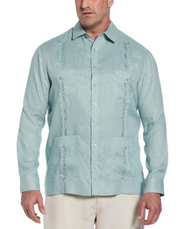 Men’s short-sleeve mesa shirts-Big & Tall 100% Linen Classic Guayabera Shirt - Long Sleeve