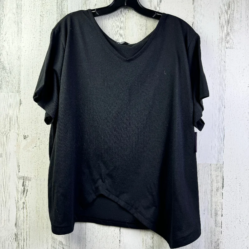 Men’s short-sleeve willow shirts-Black Top Short Sleeve Basic Shein, Size 3x