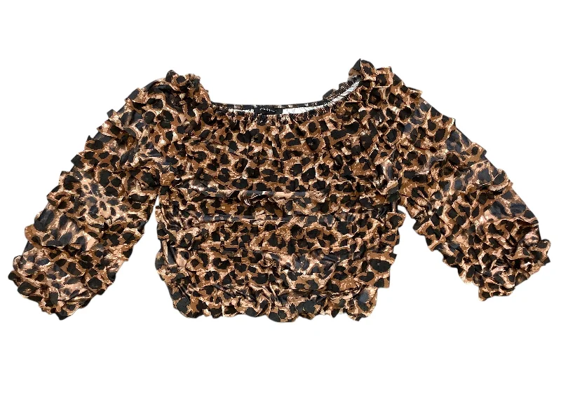 Men’s short-sleeve pebble tops-Blouse Long Sleeve By Ashley Stewart In Animal Print, Size: 1x