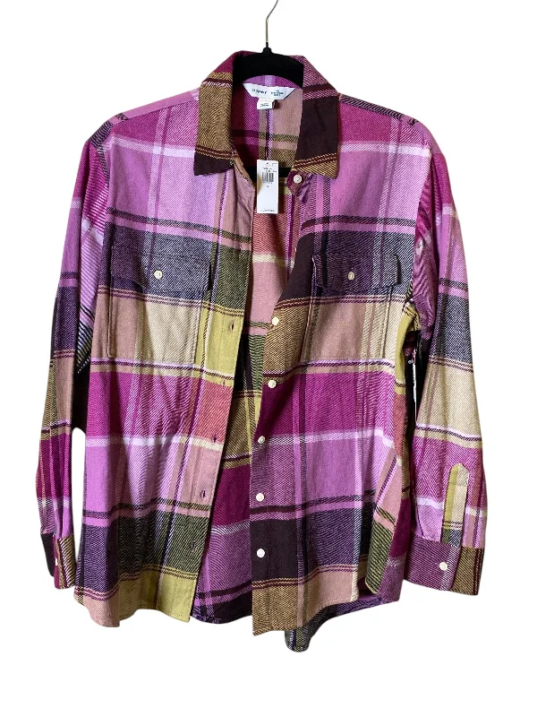 Men’s short-sleeve knoll shirts-Blouse Long Sleeve By Old Navy In Plaid Pattern, Size: S