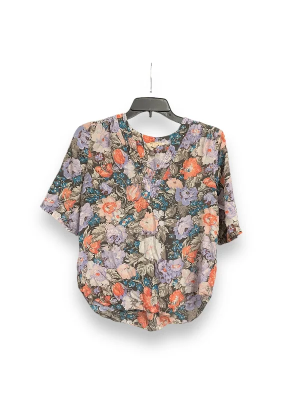 Men’s short-sleeve ash shirts-Blouse Short Sleeve By Rebecca Taylor In Floral Print, Size: S