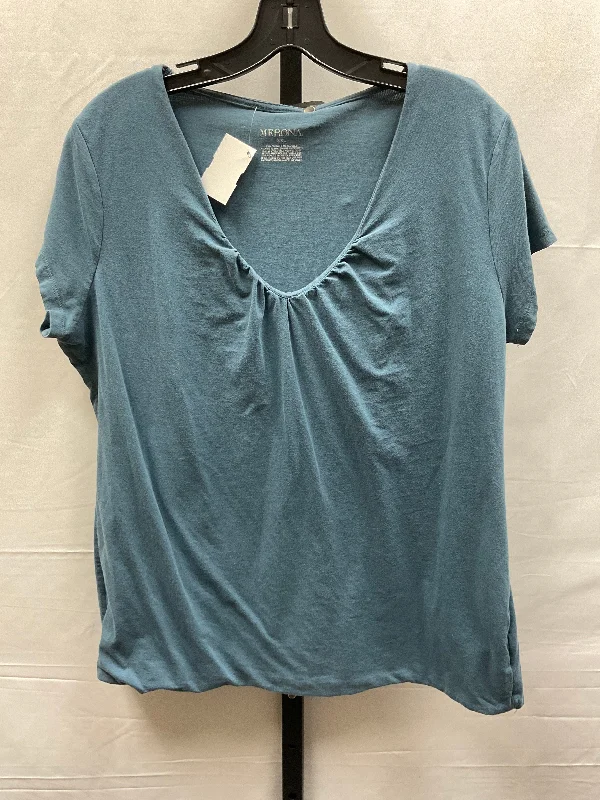 Men’s short-sleeve dell tees-Blue Top Short Sleeve Basic Merona, Size Xxl