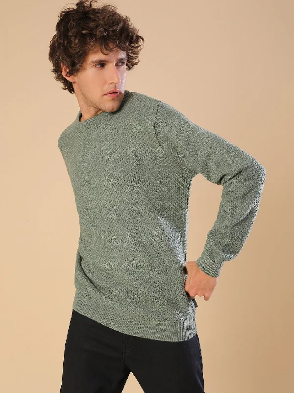 Men's fog grey sweater-Campus Sutra Men Solid Full Sleeve Stylish Casual Sweaters