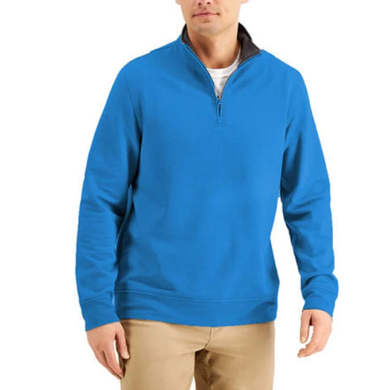 Men's downpour sweater-Club Room Men's Stretch 1/4-Zip Fleece Sweatshirt Med Blue Size Small