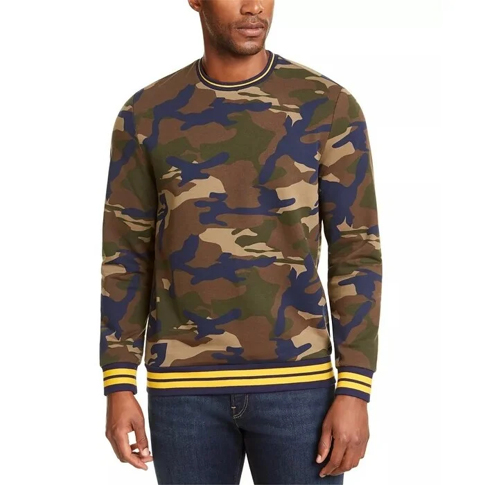 Men's sultan sweater-Club Room Men's Varsity Camo Crewneck Sweatshirt Blue Size Small