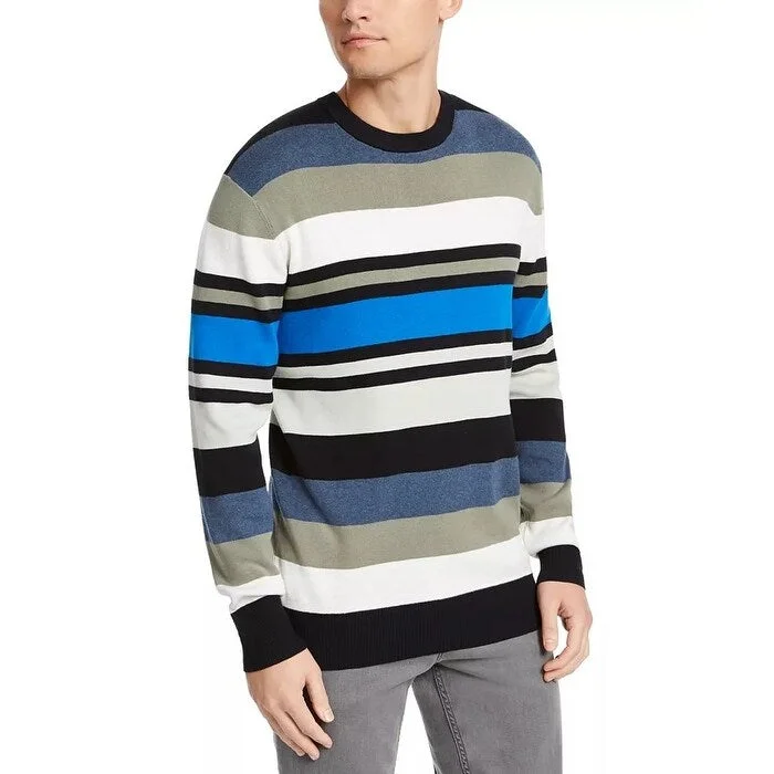 Men's ossuary sweater-DKNY Men's Regular-Fit Variegated-Stripe Sweater Navy Size Large