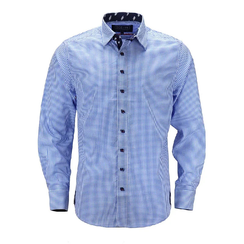 Men’s short-sleeve jut tops-Grateful Dead | Long Sleeve Button-Down | Blue Gingham