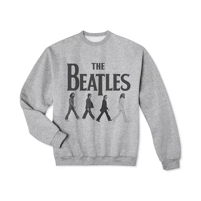 Men's downpour sweater-Hybrid Men's Beatles Abbey Road Graphic Sweatshirt Gray Size X-Large