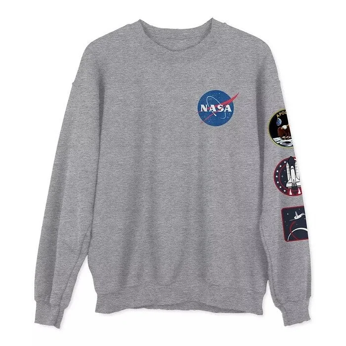 Men's rye sweater-Hybrid Nasa Men's Graphic Sweatshirt Grey Size Large