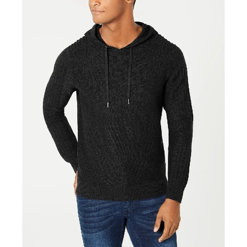 Men's puffed sleeve sweater-INC International Concepts Men's Hooded Sweater Black Size X-Large