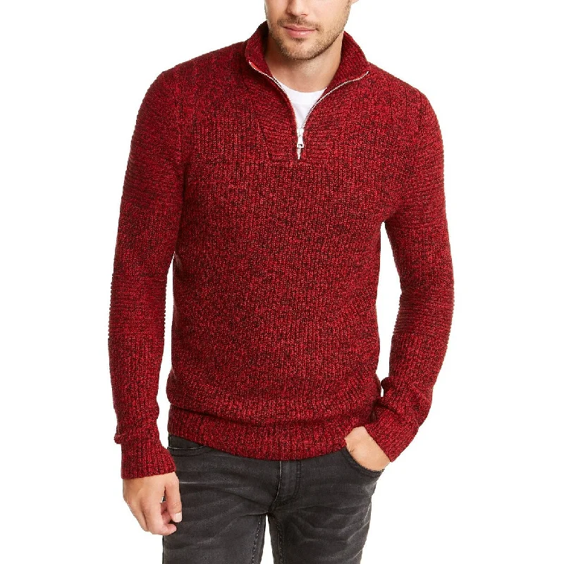 Men's tiki sweater-INC International Concepts Men's Quarter-Zip Sweater Red Size Small