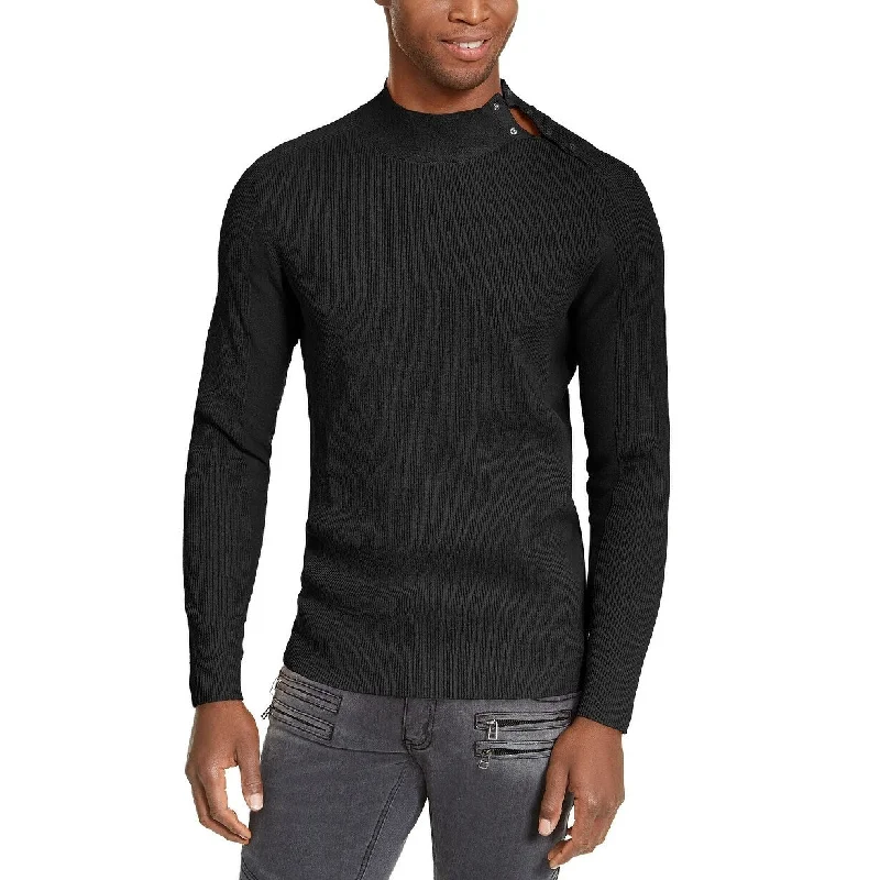 Men's smelter sweater-INC International Concepts Men's Ribbed Button Neck Sweater Black Size X-Large