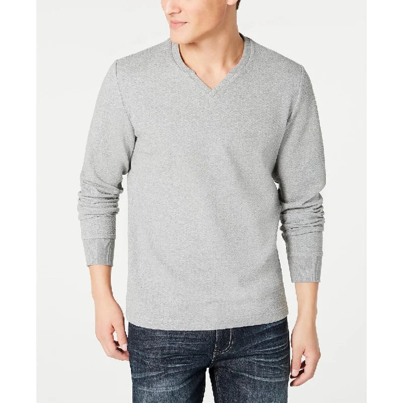 Men's weaver sweater-INC International Concepts Men's Textured Split Neck Sweatshirt Grey Size XX-Large