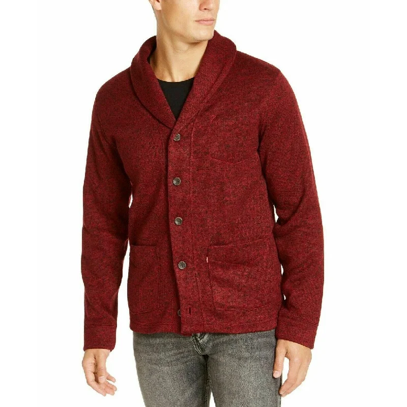 Men's hadron sweater-Levi's Men's Rand Shawl-Collar Cardigan Red Size 2 Extra Large