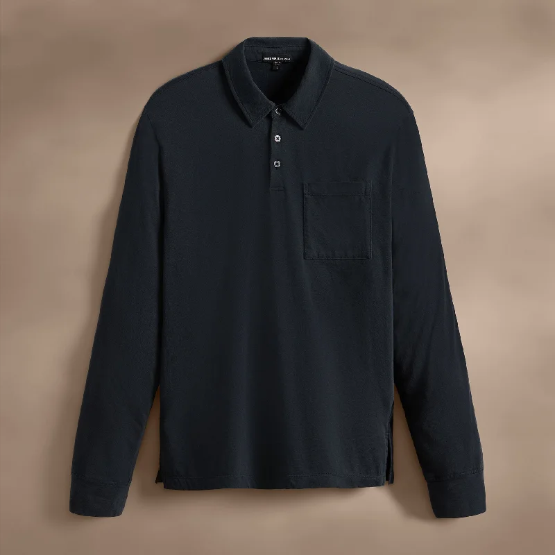 Men’s short-sleeve tor polos-Long Sleeve Pocket Polo - Magma