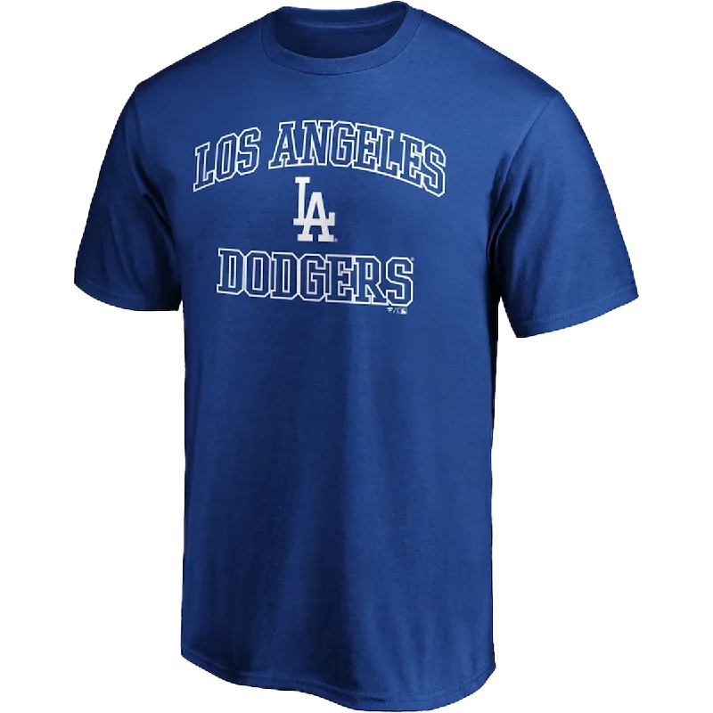 Men’s short-sleeve heather tops-Men's Dodgers Cotton Heart and Soul Short Sleeve