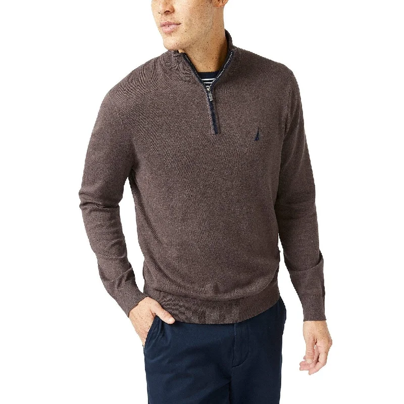 Men's crypt sweater-Nautica Men's Classic-Fit Navtech Quarter-Zip Sweater Beige Size Small - S