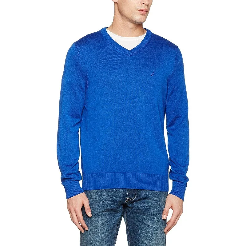 Men's galleon sweater-Nautica Men's V-Neck Sweater Estate Blue Size 3-Extra Large - 3Xl