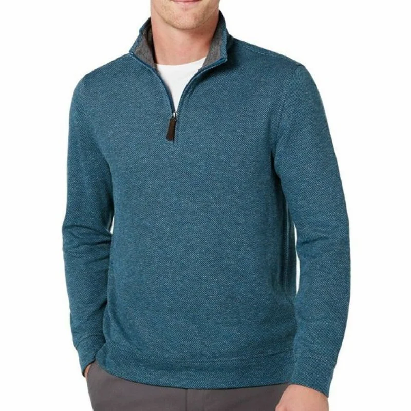 Men's outcrop sweater-Tasso Elba Men's 1/4-Zip Sweater Dark Blue Size Extra Large - X-Large