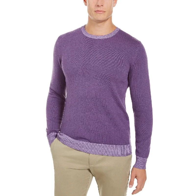 Men's ethically sourced sweater-Tasso Elba Men's Crew Neck Sweater Purple Size Small