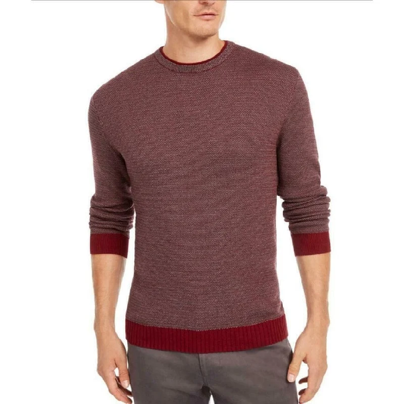 Tasso Elba Men's Supima Cotton Crewneck Sweater Wine Size 2 Extra Large