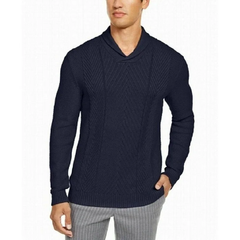 Tasso Elba Men's Textured Sweater Dark Blue Size Extra Large - X-Large