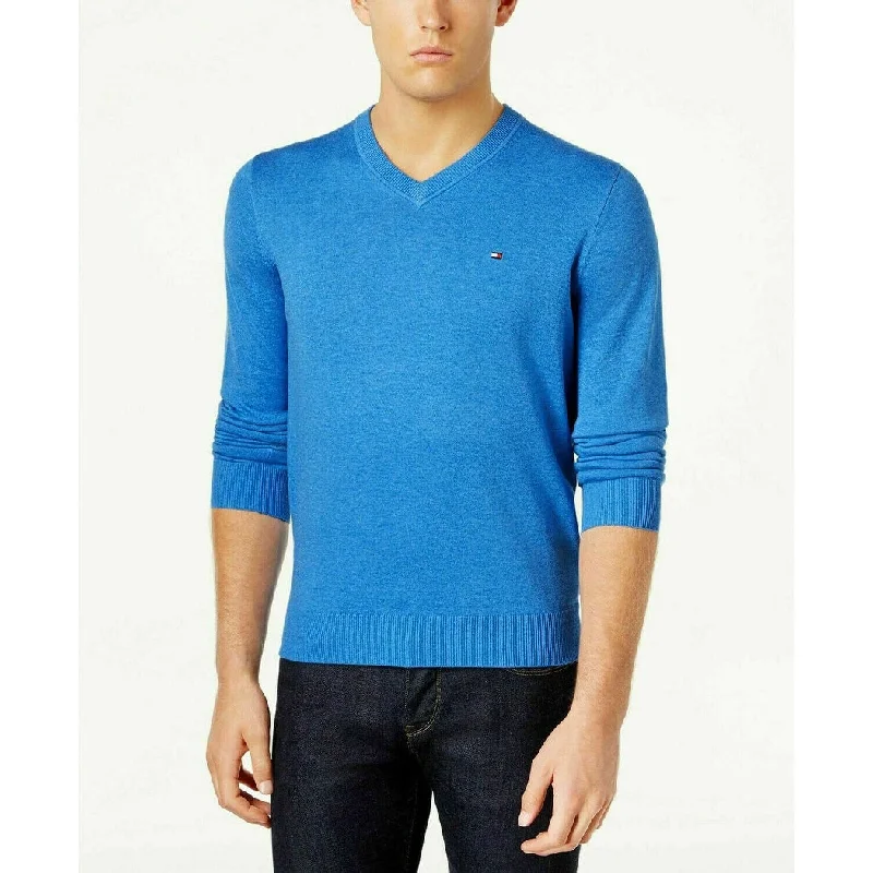 Men's carnelian sweater-Tommy Hilfiger Men's Signature Regular-Fit Sweater Med Blue Size 3XL - XXX-Large