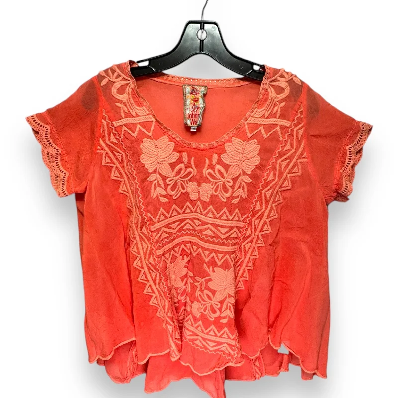 Men’s short-sleeve ash shirts-Top Short Sleeve By Johnny Was In Orange, Size: Xs