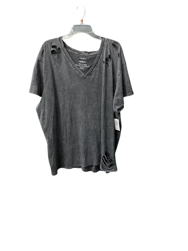 Men’s short-sleeve glen tees-Top Short Sleeve By Torrid In Grey, Size: 3x