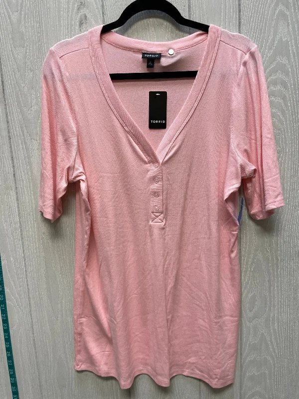 Men’s short-sleeve outcrop polos-Top Short Sleeve By Torrid In Pink, Size: 3x