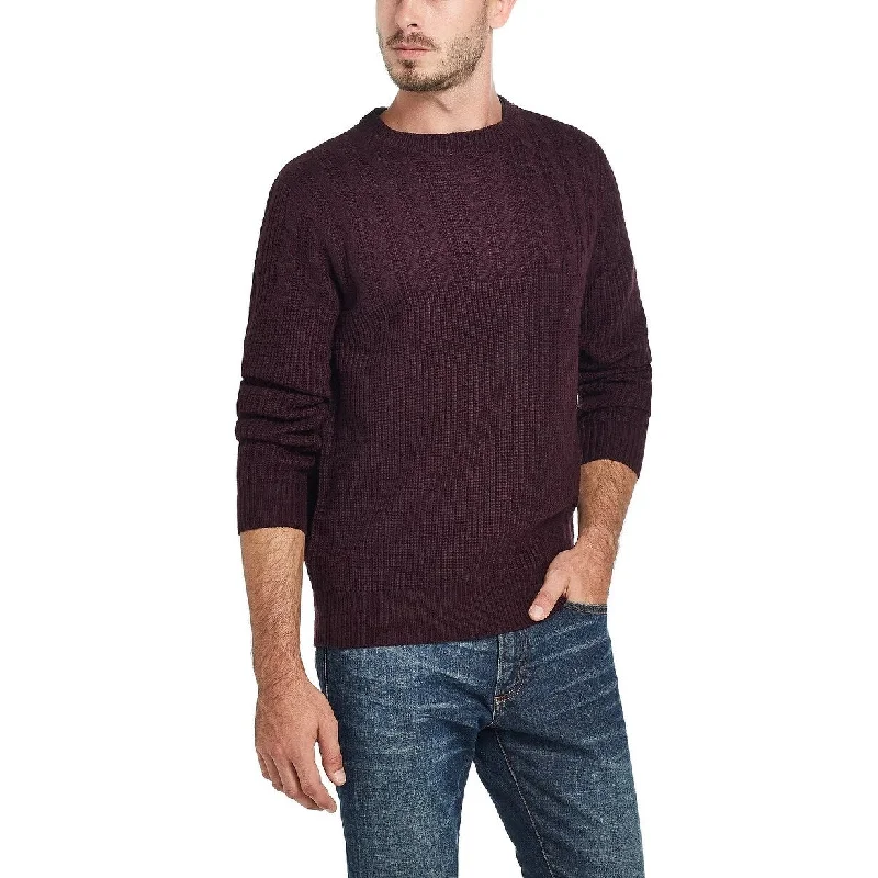 Men's cruelty-free sweater-Weatherproof Vintage Men's Cable Yolk Sweater Red Size Large Medium - Large-Medium