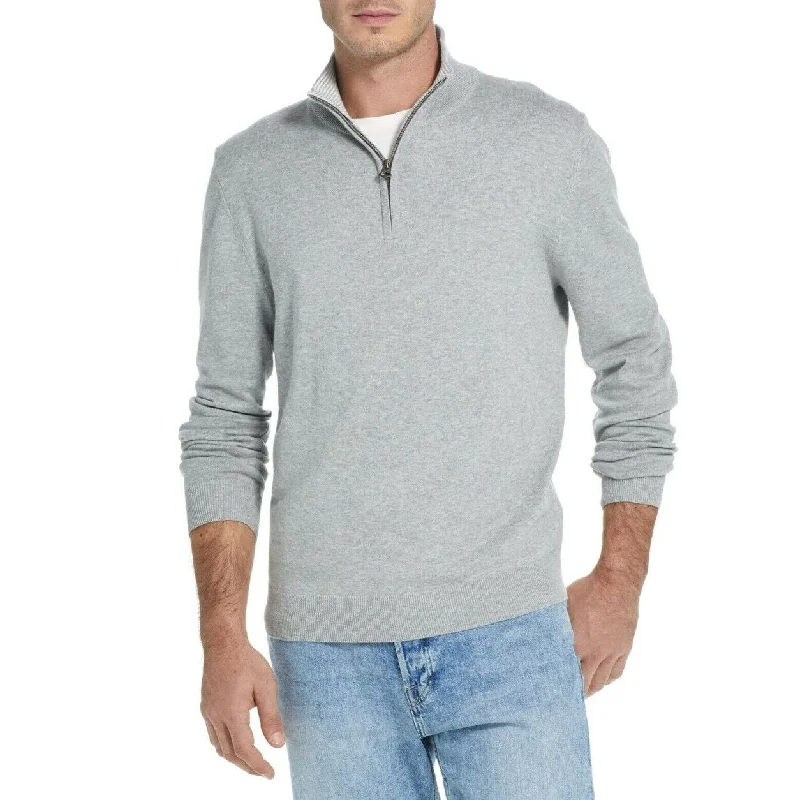 Men's fen sweater-Weatherproof Vintage Men's Quarter-Zip Pullover Sweater Gray Size 2 Extra Large