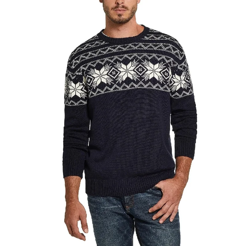 Men's surf knit sweater-Weatherproof Vintage Men's Snowflake Pattern Sweater Navy Size XXX Large - XXX-Large