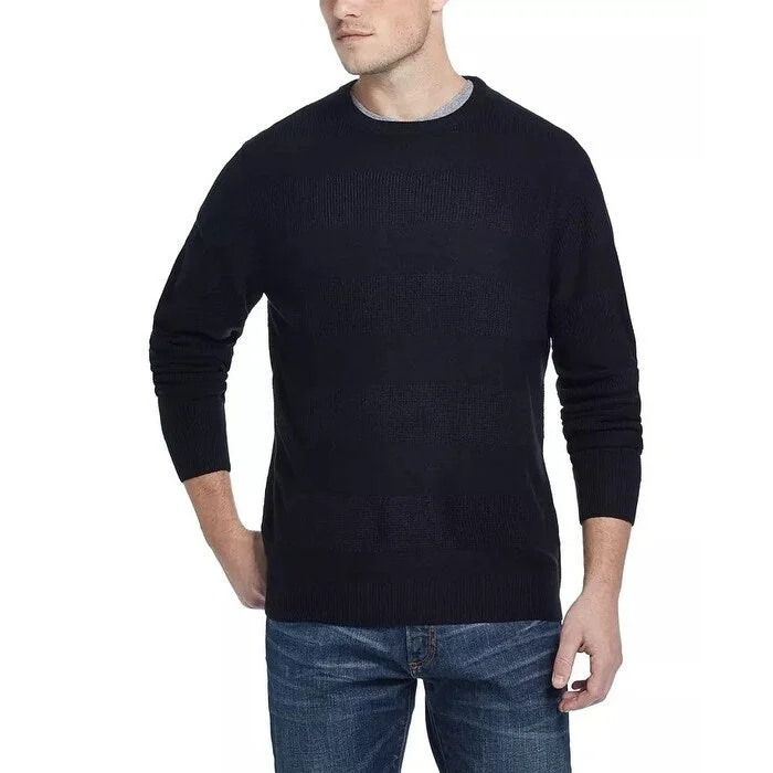 Men's fumarole sweater-Weatherproof Vintage Men's Soft Touch Striped Sweater Black Size 3X