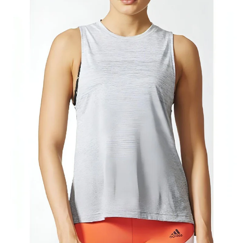 Men’s short-sleeve vug tees-adidas Boxtank Melange Womens Vest Tank Top - White