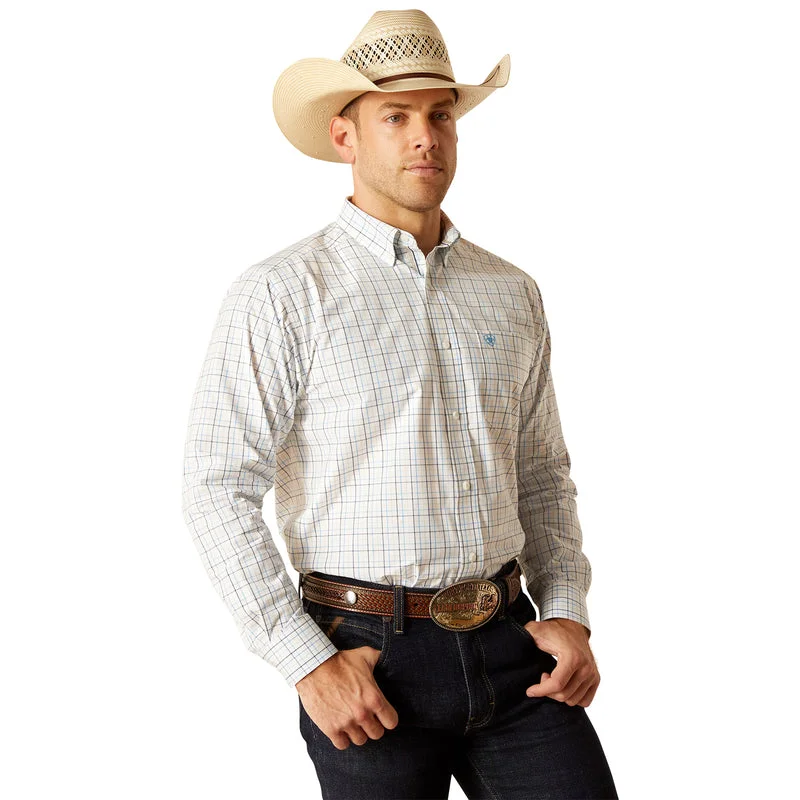 Men’s short-sleeve pike shirts-'Ariat' Men's Pro Series Ronnie Button Down - White