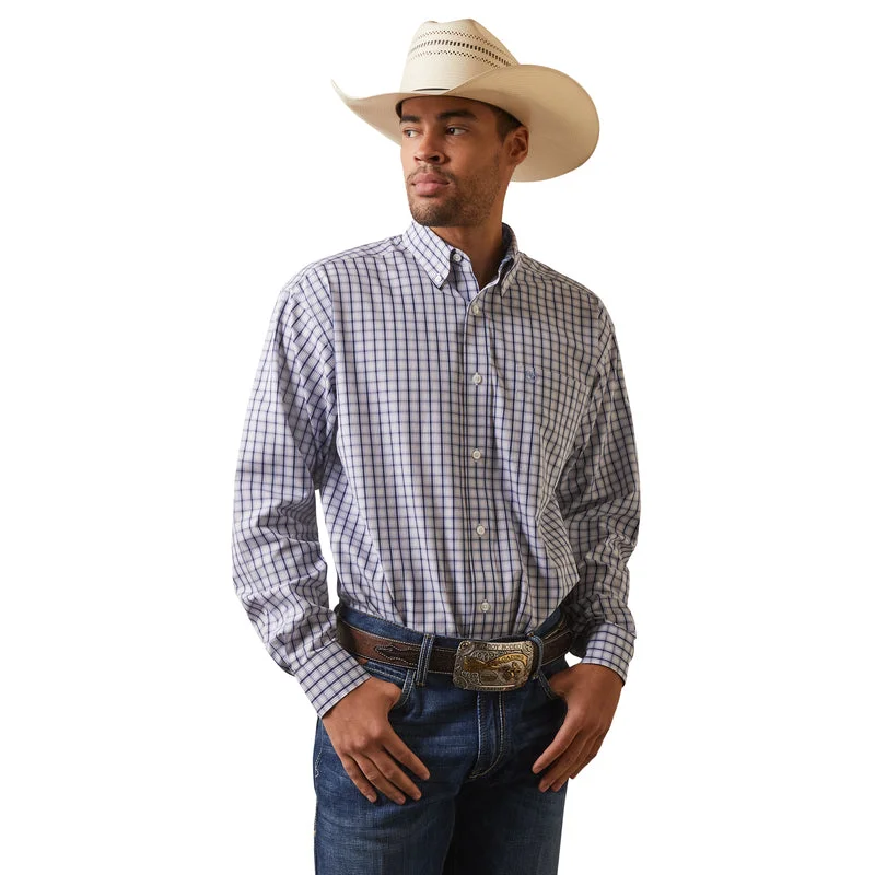 Men’s short-sleeve shale shirts-'Ariat' Men's Wrinkle Free Ace Button Down - White