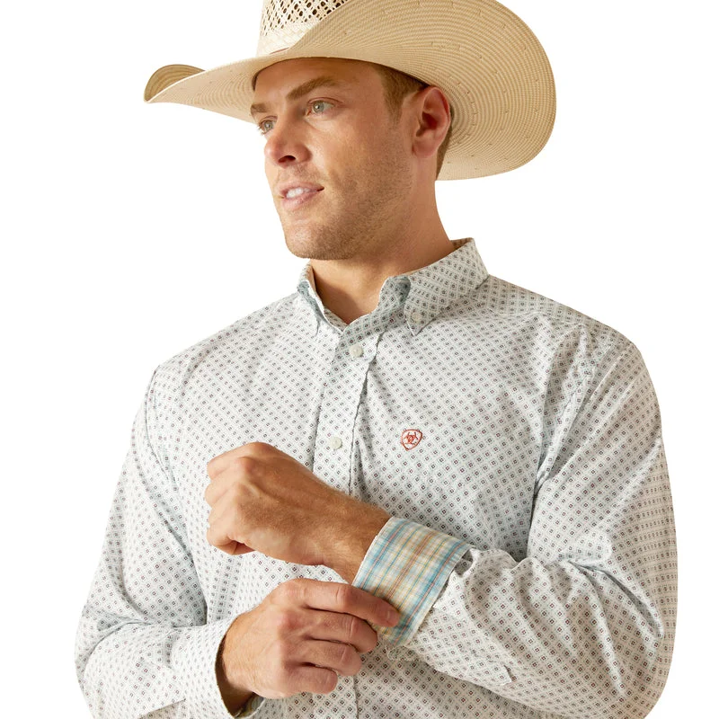 Men’s short-sleeve marsh tops-'Ariat' Men's Wrinkle Free Irving Button Down - White