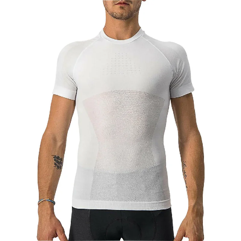 Men’s short-sleeve crag polos-Castelli Core Seamless Short Sleeve Mens Cycling Base Layer - White