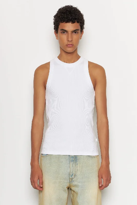 Men’s short-sleeve rill shirts-Ivy Tank White