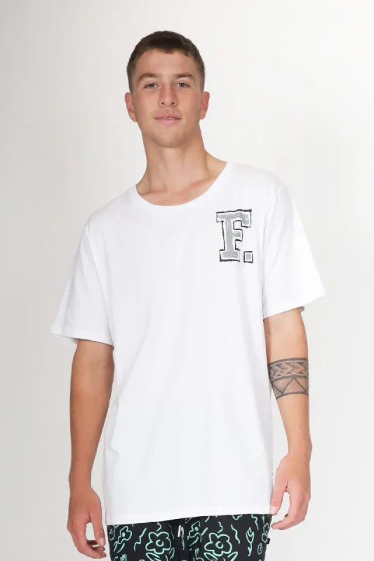 Men’s short-sleeve quip tops-Federation Mens Staple Tee Big F White