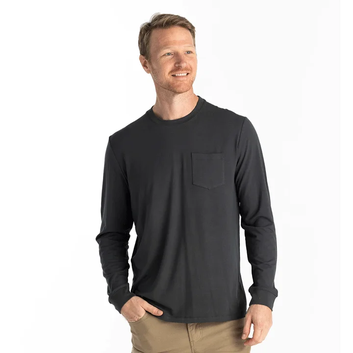 Men’s short-sleeve nook tees-Free Fly Bamboo Flex Long Sleeve Pocket Tee Mens