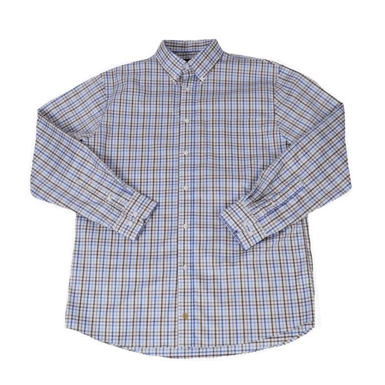 Men’s short-sleeve hock shirts-'FX Fusion' Men's Checked Button Down - White / Multi